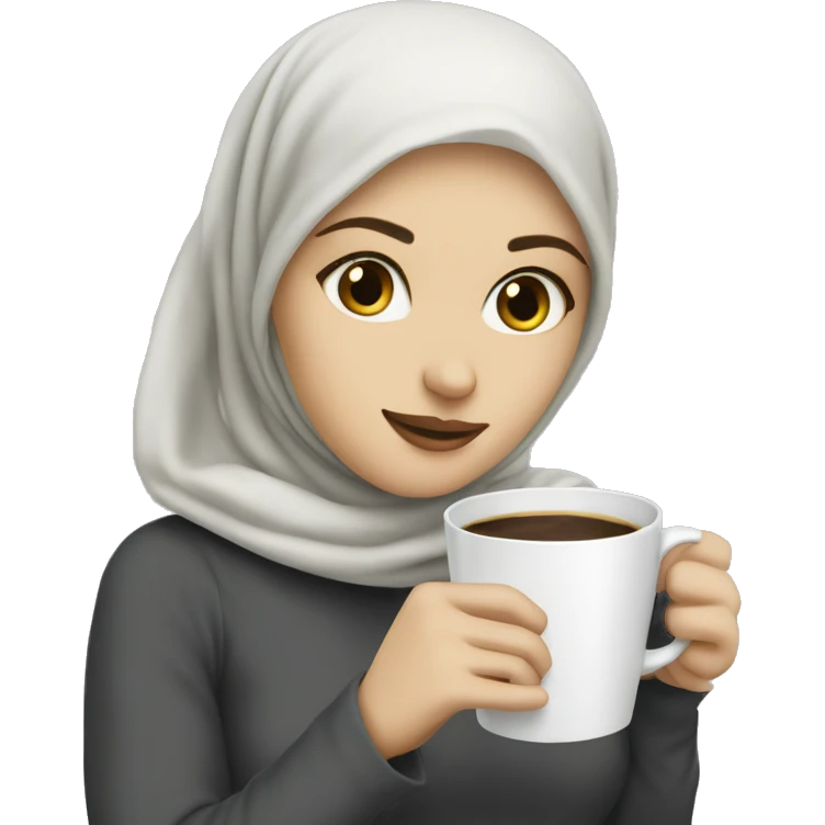 White girl with hijab drinking coffee  emoji