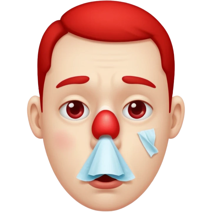 sick person with tissue on nose, fever and red nose. emoji