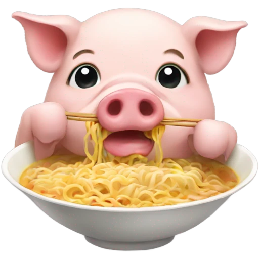 A pig eating ramen  emoji