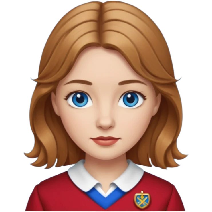 female with scottish red attire and dark blonde hair and blue eyes emoji