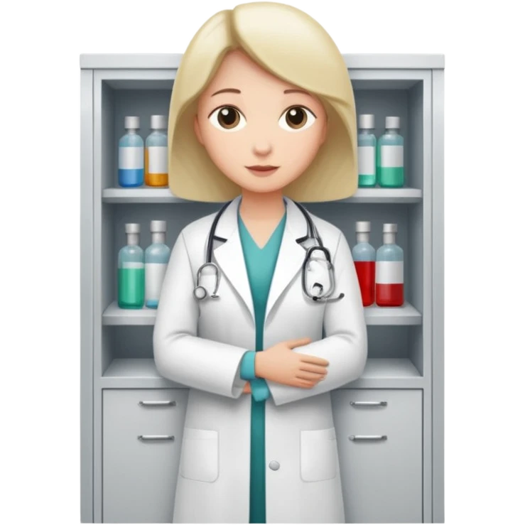 Doctor grabbing a patient gown from medical cabinet  emoji