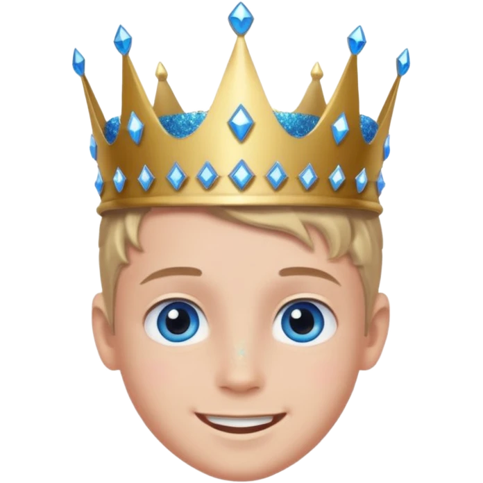 blue Boy glitter crown smile emoji