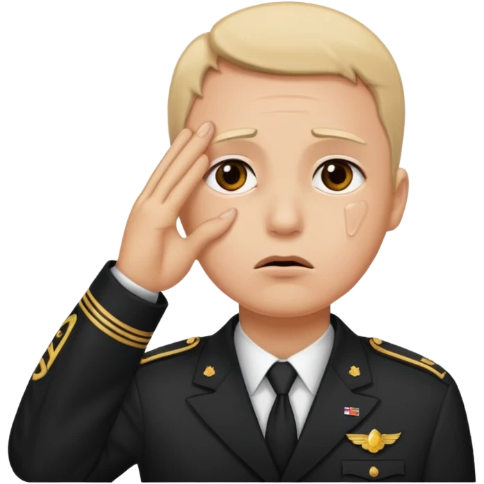 Salute with tear coming out eye emoji