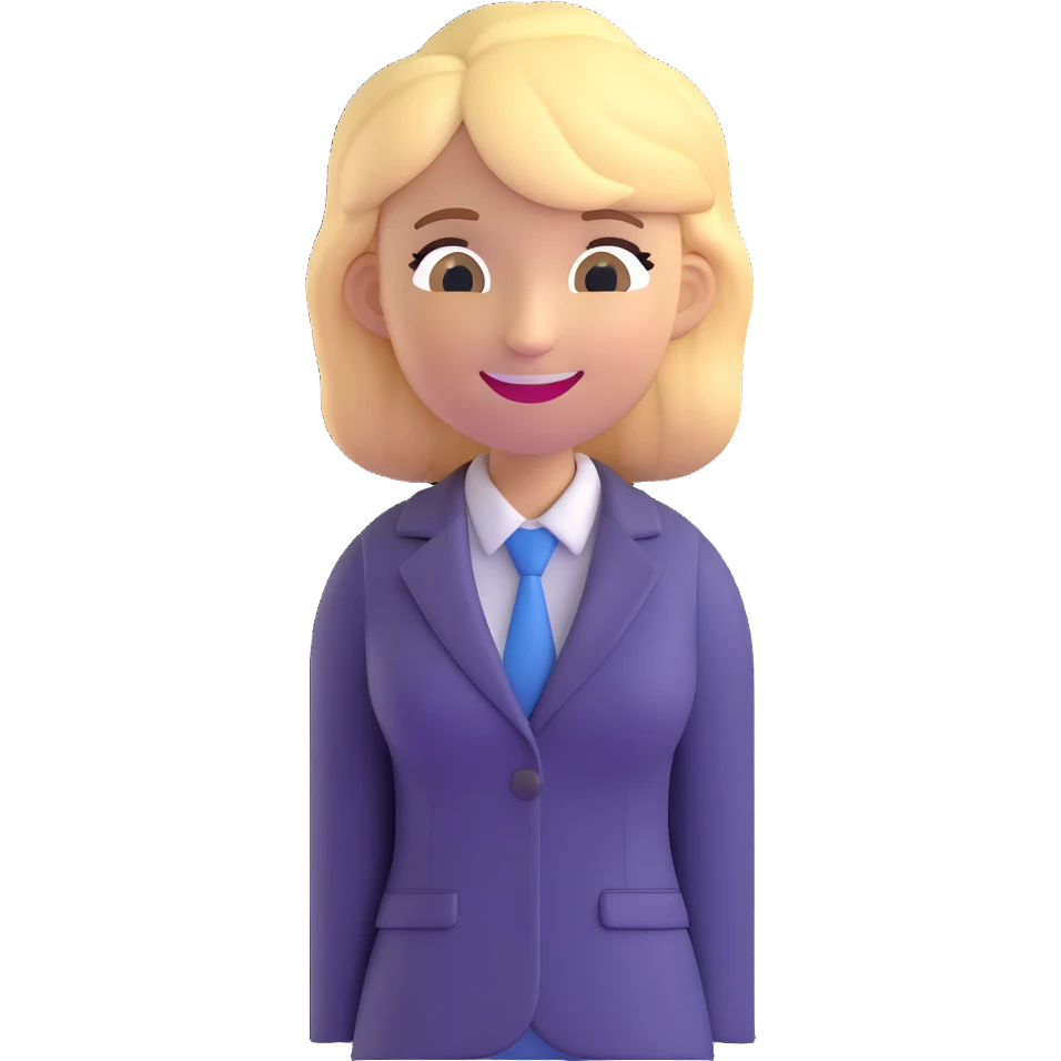 3D emoji style, blonde woman around 40 years old, real estate broker, smiling, professional emoji