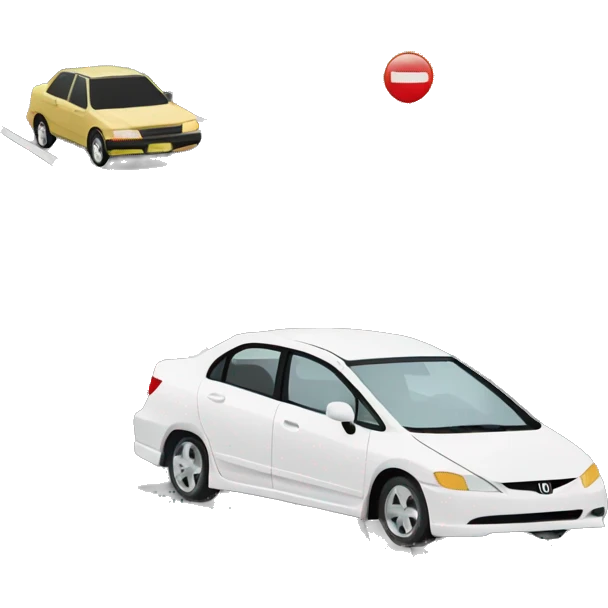 Crashed honda civic car on the road  emoji