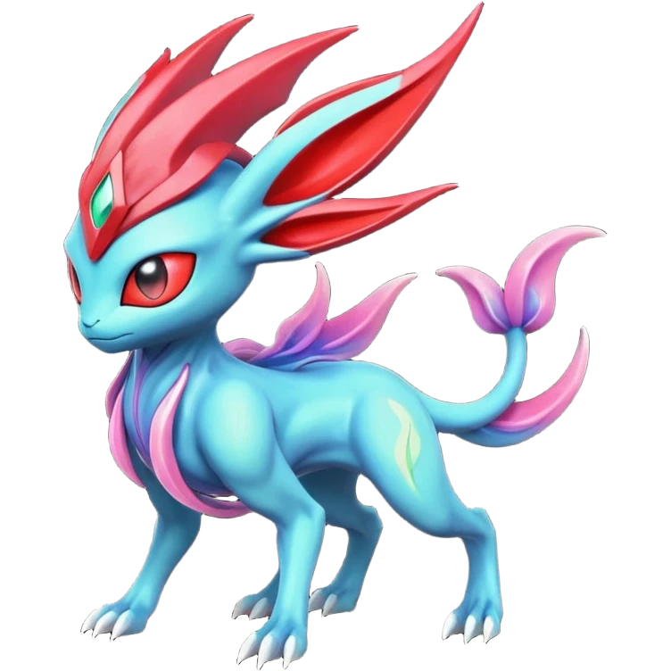 Futuristic volcanic elemental badass cool tough evil Suicune-Bayleaf-Celebi-Pokémon-Fakémon-hybrid-creature emoji