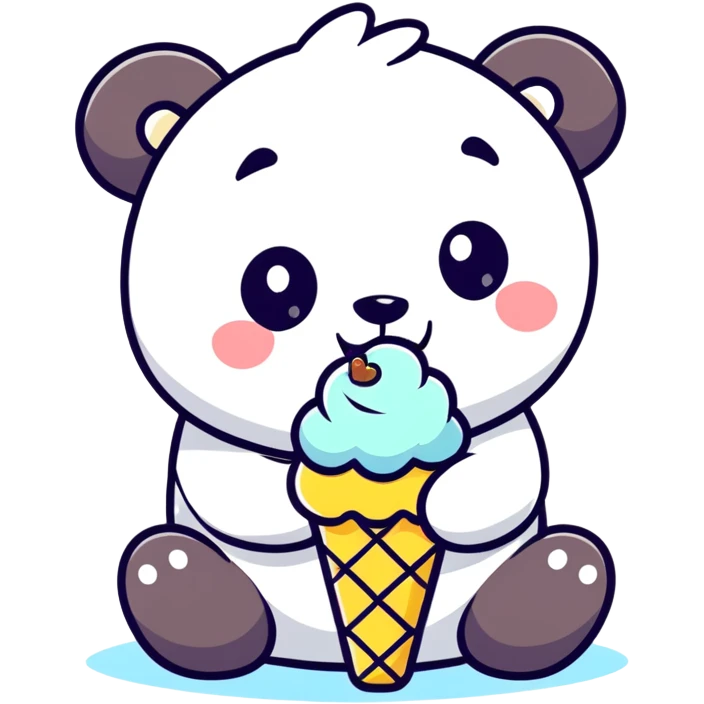 Panda eating ice cream emoji