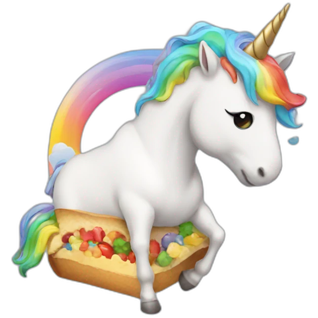 unicorn eating a rainbow emoji