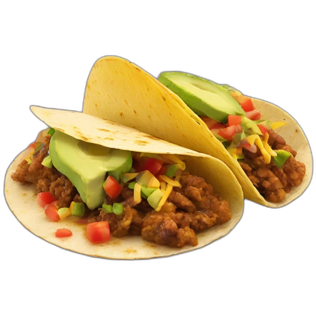 Make classics Mexican tacos of pastor with guacamole  emoji