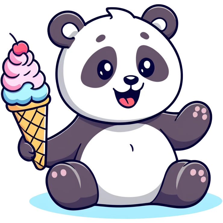 Panda eating ice cream emoji