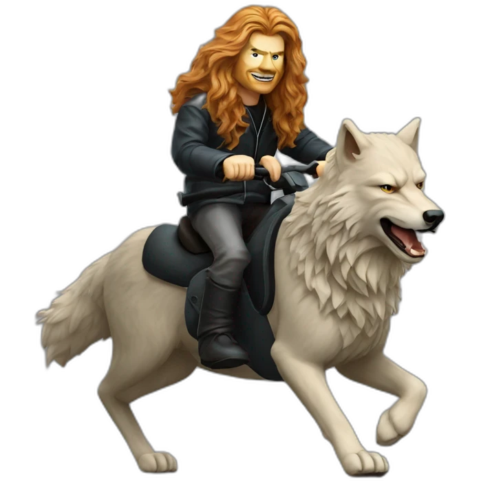 Dave Mustaine ridding wolf emoji