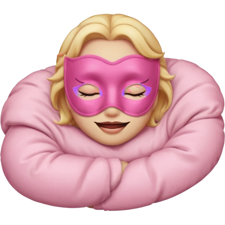 sleeping emoji with pink mask emoji