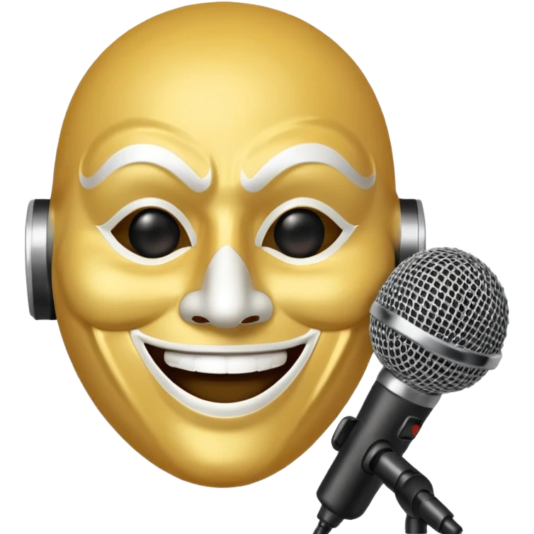 smiling mask with a microphone emoji