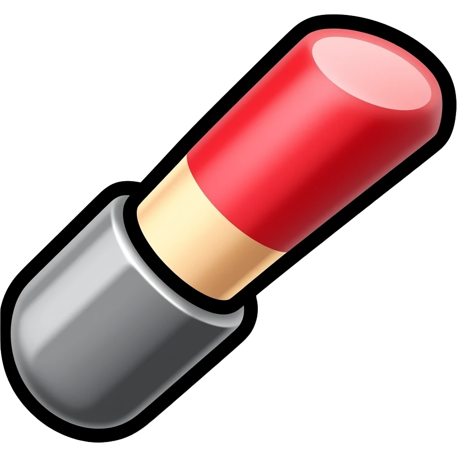 thick black outline, red lipstick emoji, thick black outline, simple cartoon emoji