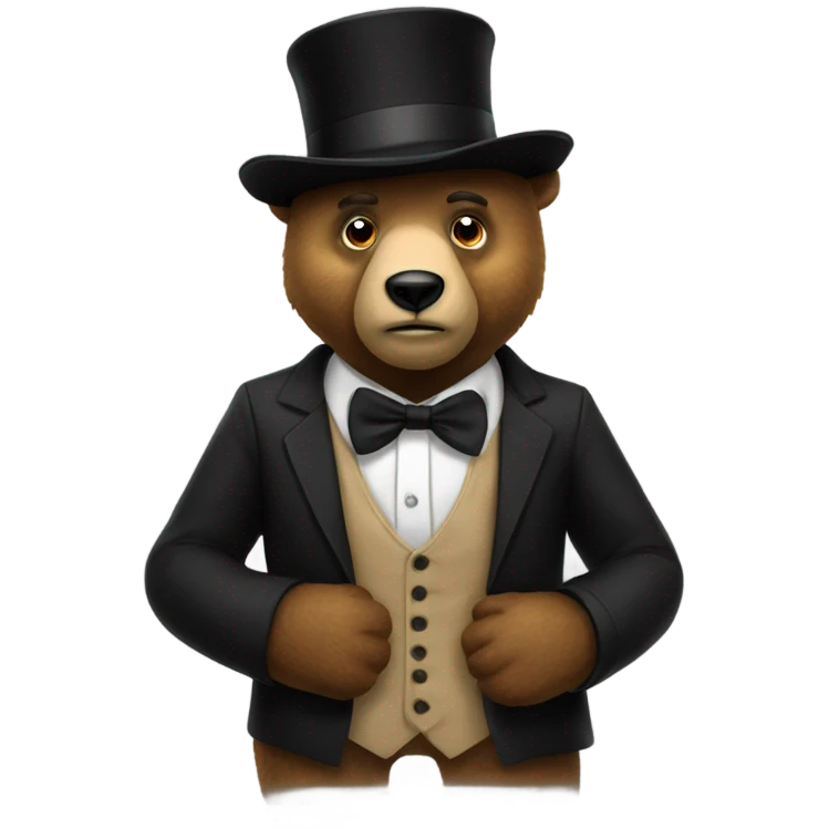 A animatronic bear with a black hat and a black bow tie emoji