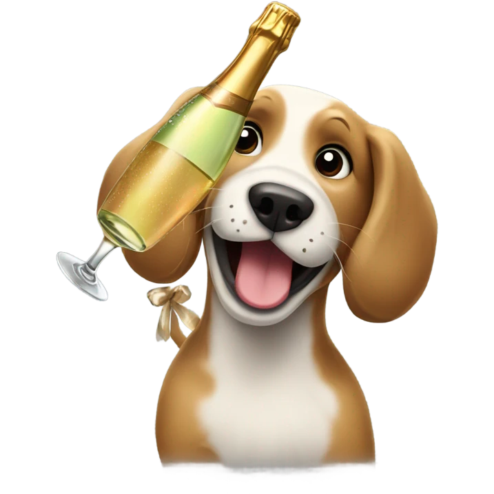 dog with champagn emoji