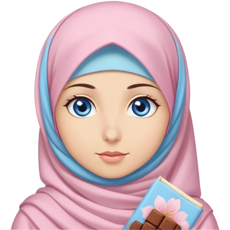 Turkish beautiful finish Konya girl blue eyes with pastel sakura hijab islamic dress and had on her hand dates emoji