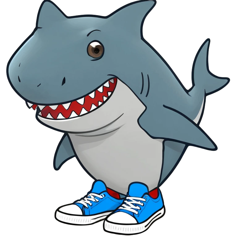 Shark wearing blue shoes emoji