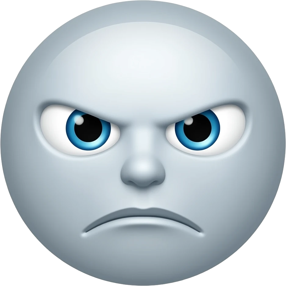 A gray circle whit serius face emoji