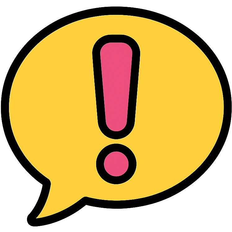 exclamation mark inside a speech bubble icon with color and black outlines emoji