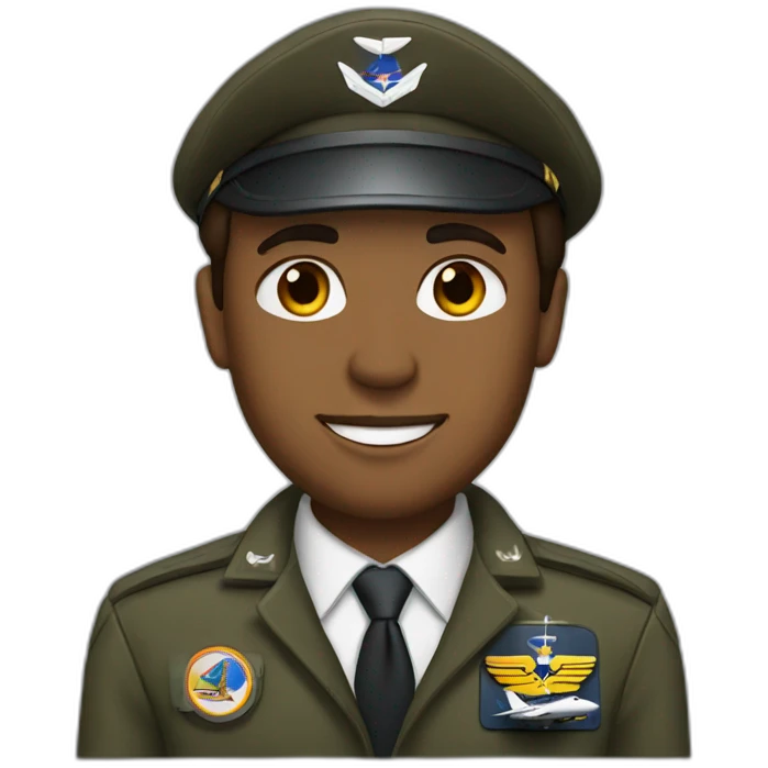 Brown Airforce pilot with jet in background emoji