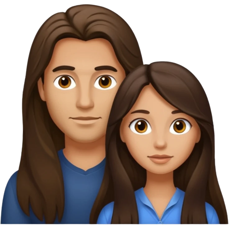 Brunette woman cock long haired man emoji