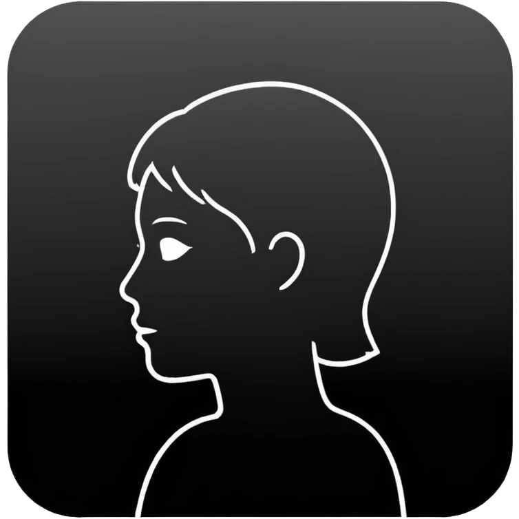 Minimalistic flat vector icon, iOS style, thin black outline on white background. Person silhouette. Black, completely monochrome, matte.  emoji