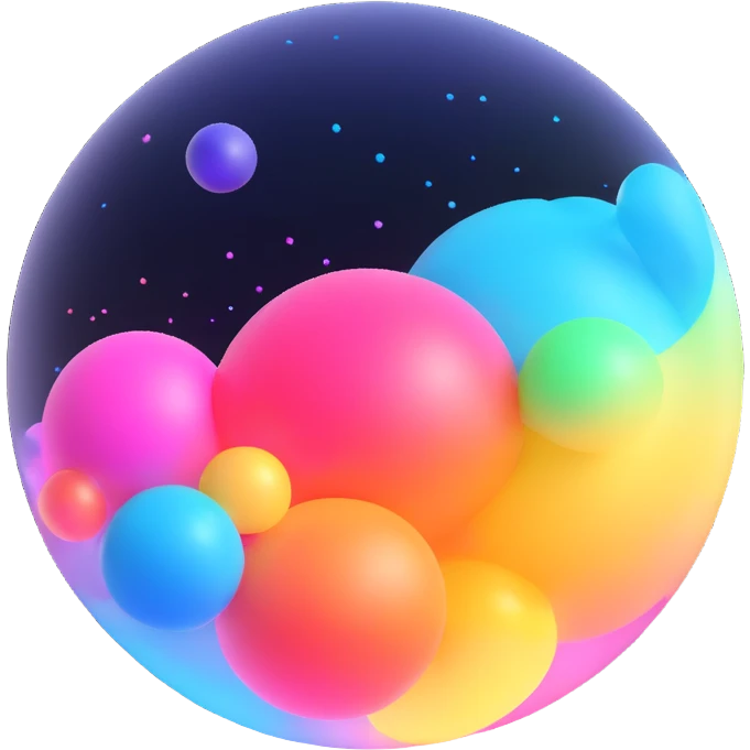 Floating multicolor orb with a soft glow — a little futuristic, particles. emoji