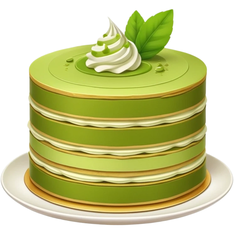 Matcha crepe cake with thin green tea layers emoji