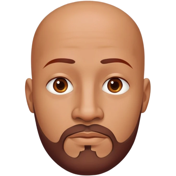 Bald man with oval smooth head, medium-dark reddish skin tone (moreno jambo), indigenous facial features, thin sparse goatee beard on chin, memoji style emoji