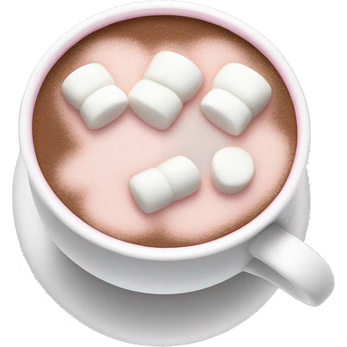 Light Pink mug of hot chocolate with marshmallows  emoji
