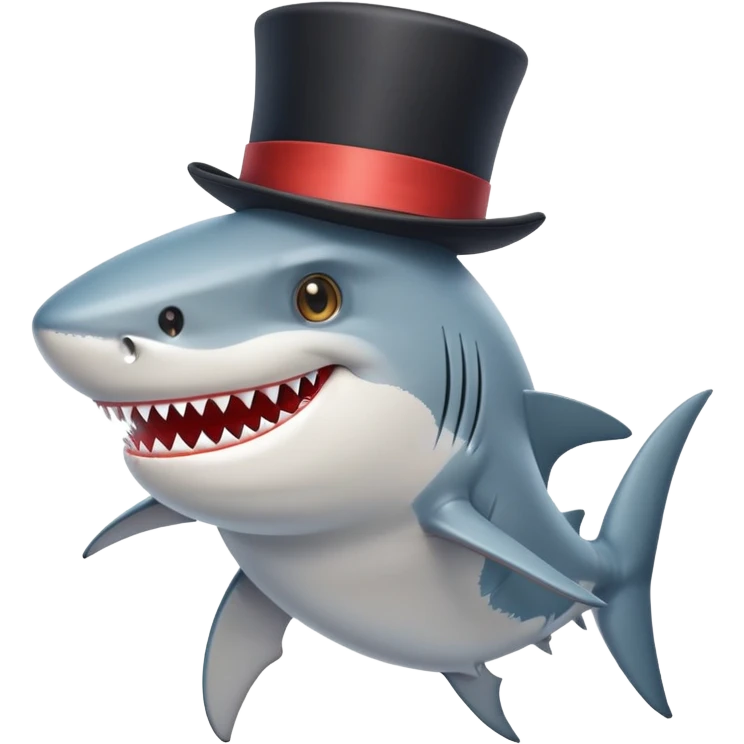 Shark with a top hat emoji