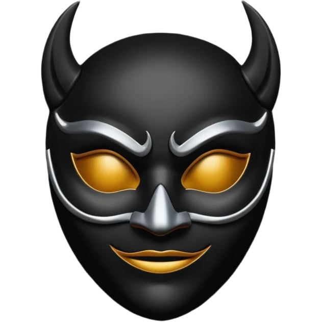 Minimal emoji, gothic mask forged from matte black leather, emotionless expression, smooth heavy surface, subtle leather texture, deep shadows, no glow, no neon, flat emoji style, centered emoji