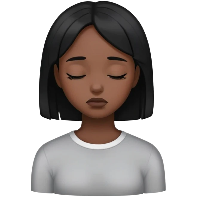 black dark girl with black hair super sad eyes closed emoji