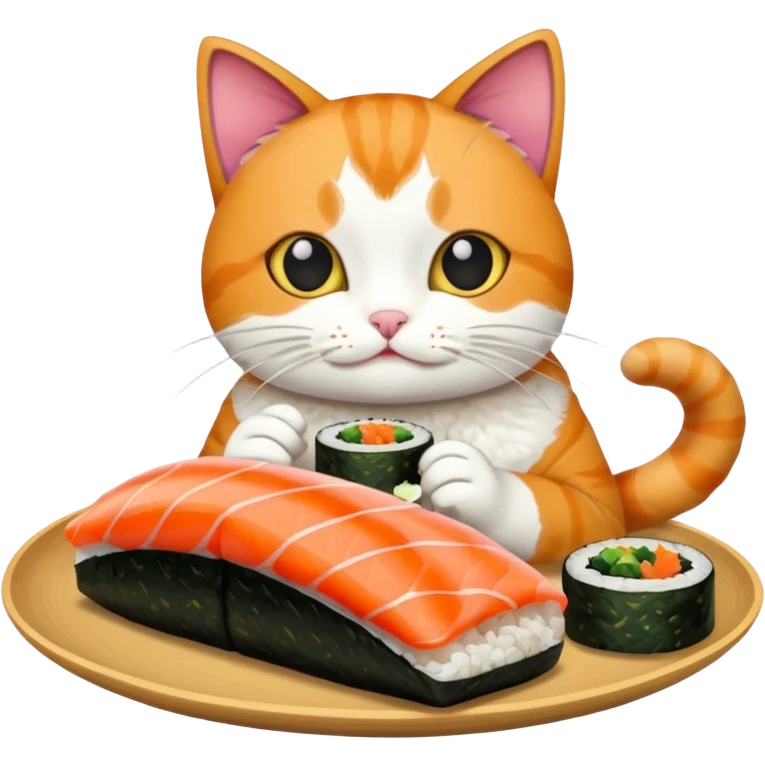 cat eating sushi emoji