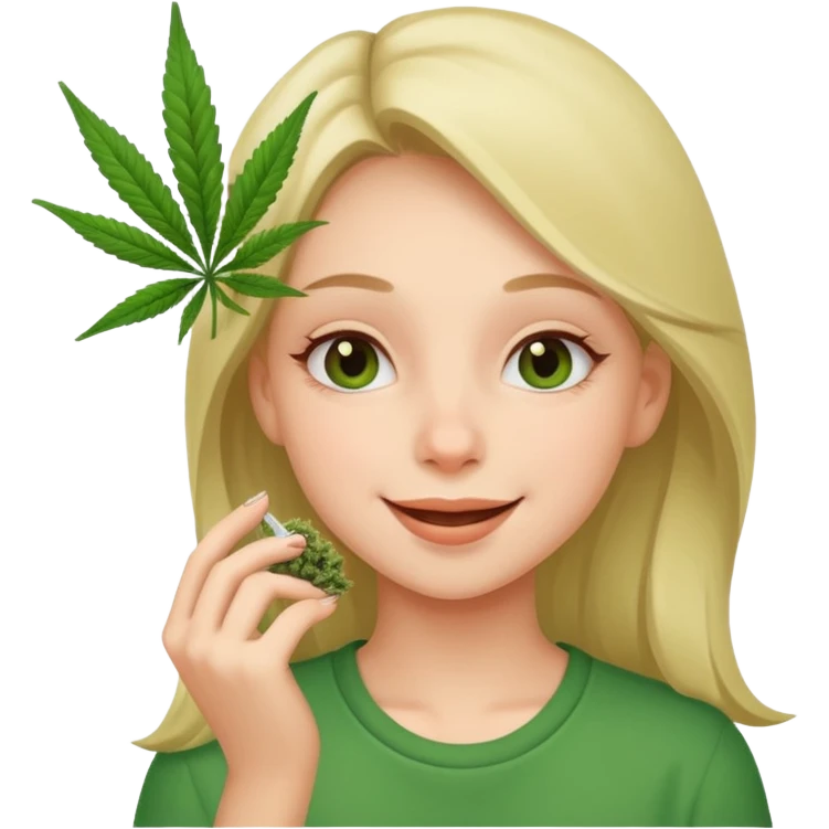 Girl happy smelling marijuana  emoji