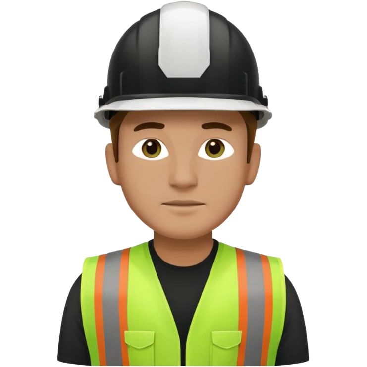 Hombre ingeniero casco blanco y chaleco verde camisa negro emoji
