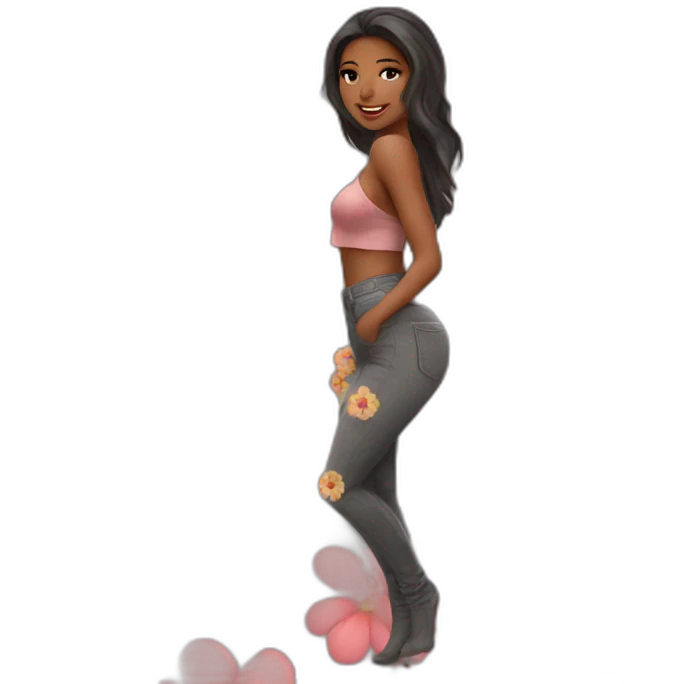 Sexy girl with flowers emoji