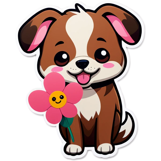 dog emoji with heart eyes holding a flower emoji