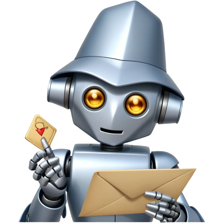 Robot wizard sends a letter
 emoji