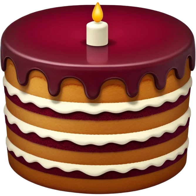 a piece of cake in deep burgundy color emoji