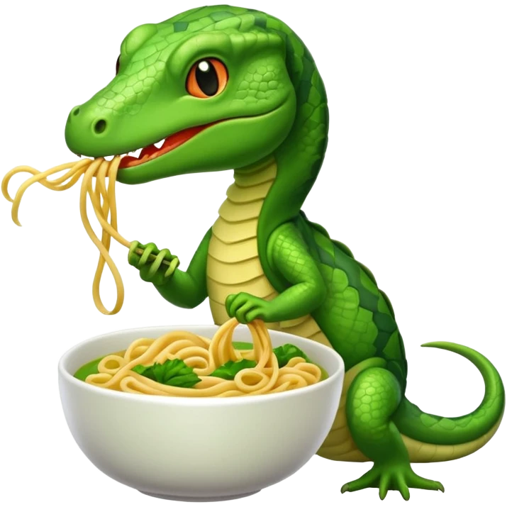 reptile eating noodle emoji