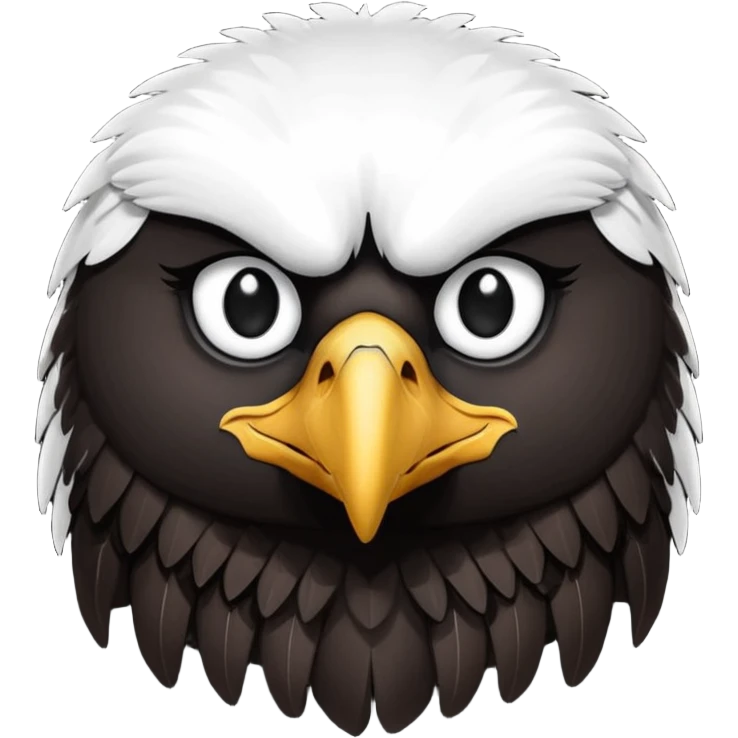 simple eagle emoji DOT eyes, only pupils, solid black , no iris, no Sclera emoji