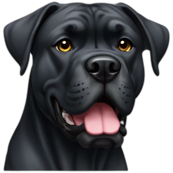 black muscular Cane Corso with cropped ears emoji