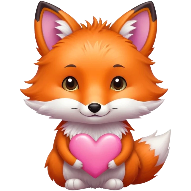 Little fox with a pink heart emoji