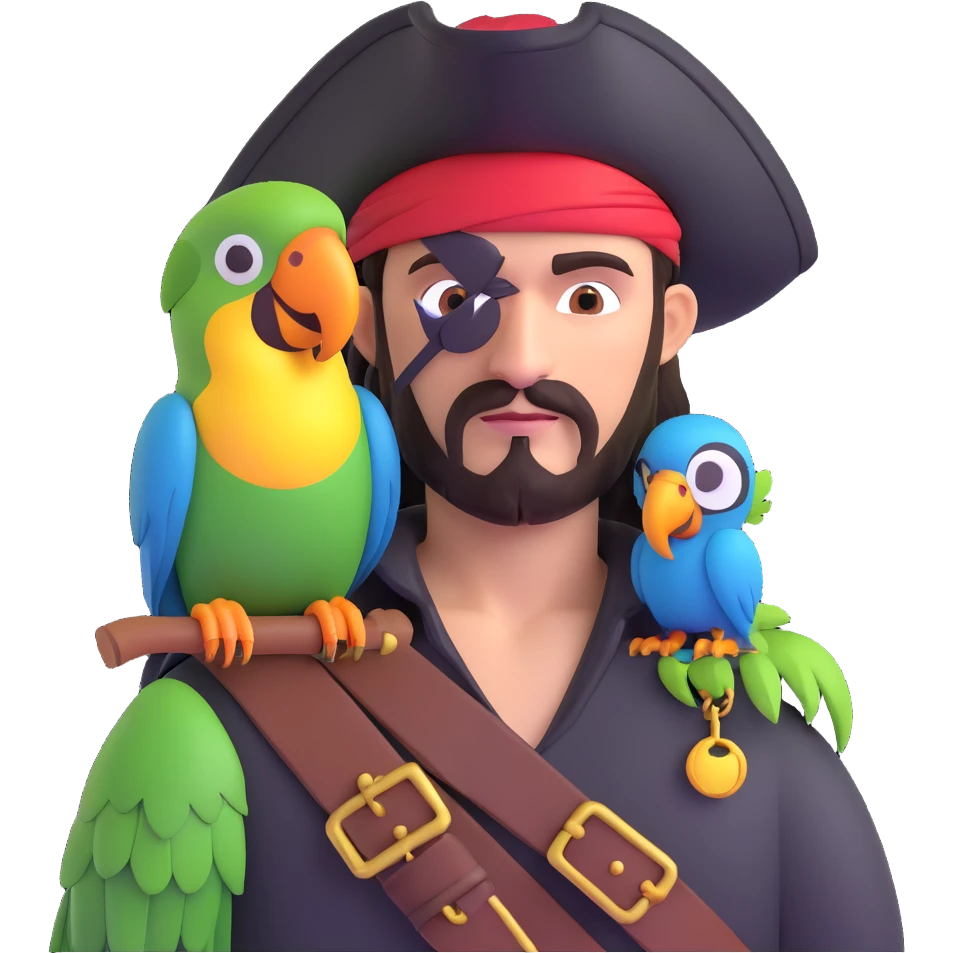 pirate with eye patch and parrot emoji