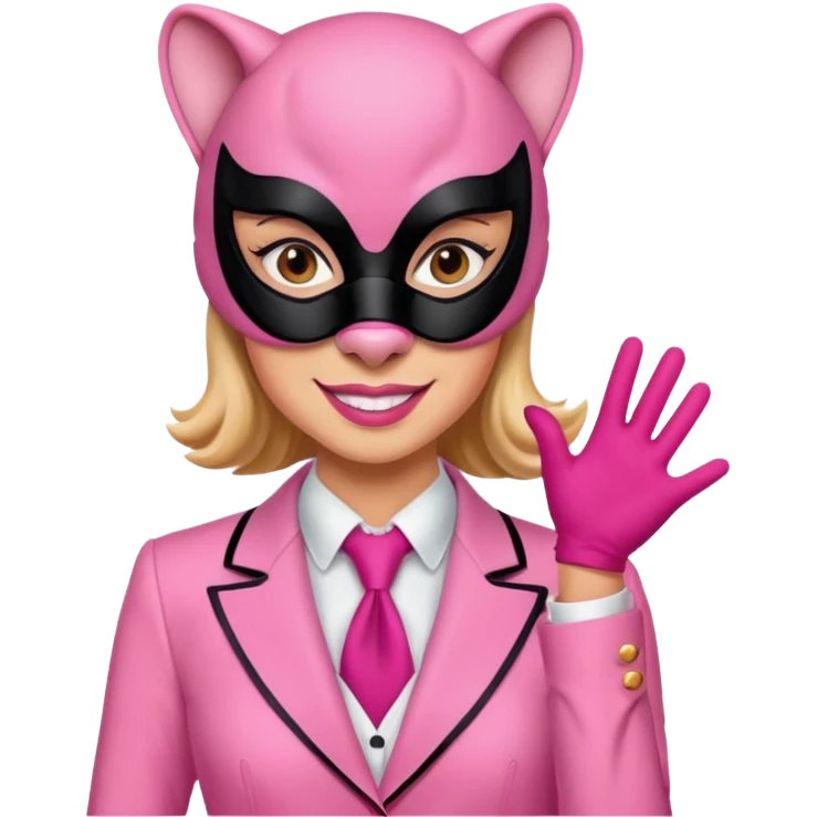 Woman dressed as pink panther emoji