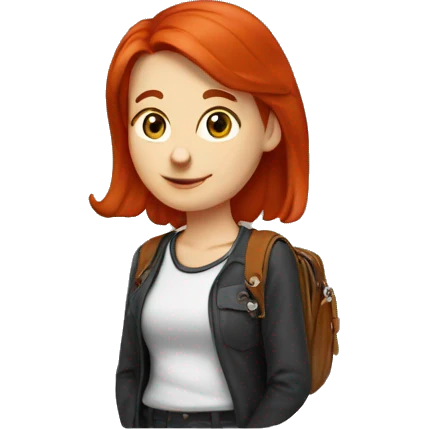 red head student wearing small cross body purse emoji