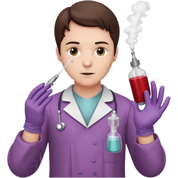 A victorian surgeon using a carbolic spray and wearing a gown emoji