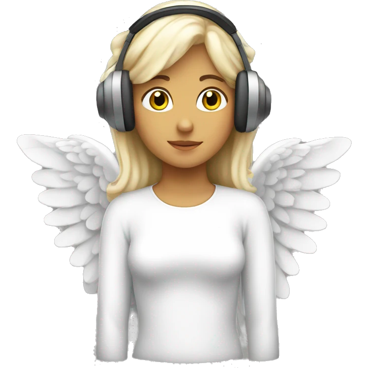 White angel girl wearing a headset emoji